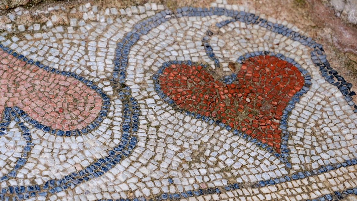 Detail of the mosaic floor from the Baptistery in Butrint